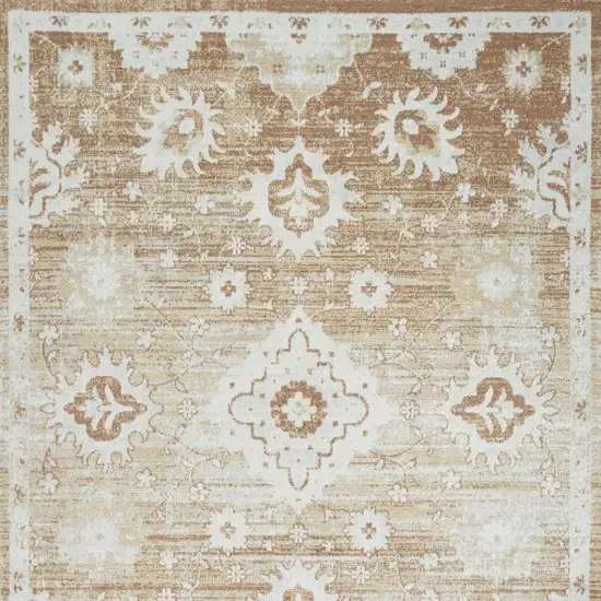 Brown Floral Distressed Area Rug Photo 7