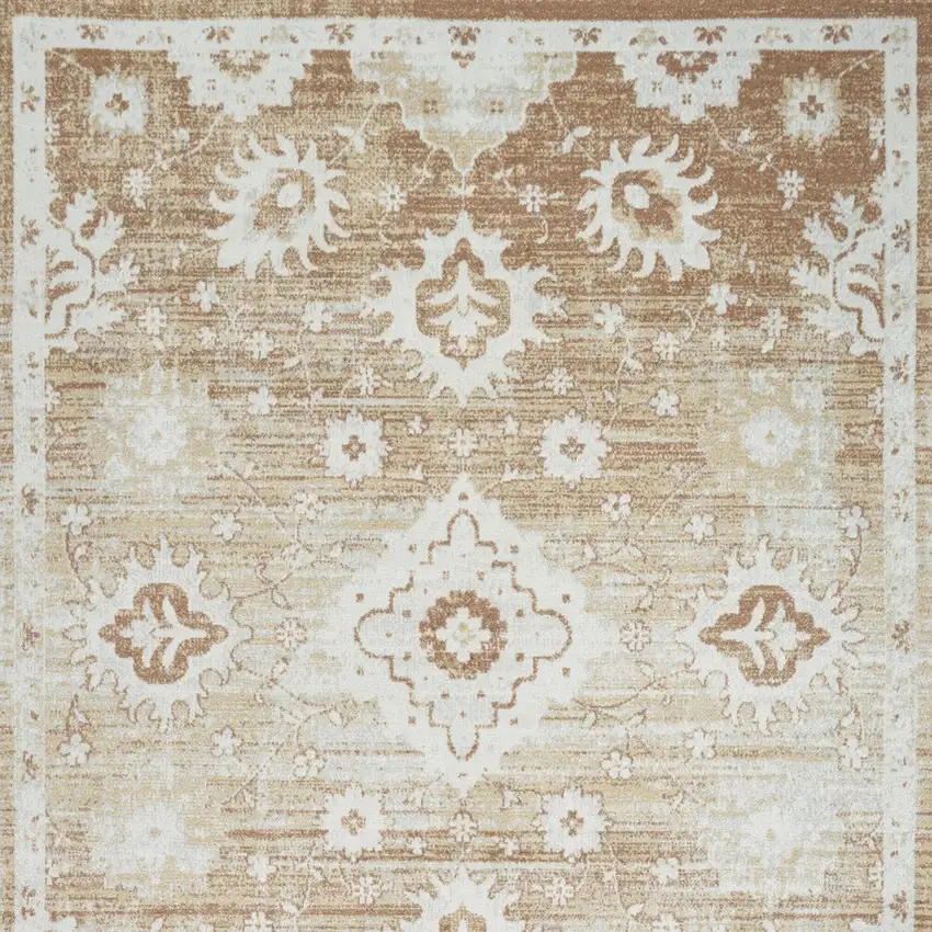 Brown Floral Distressed Area Rug Photo 7