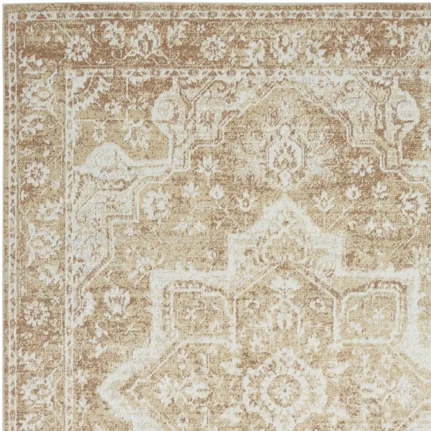 Brown Floral Distressed Area Rug Photo 8