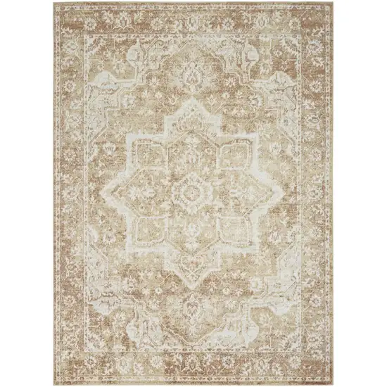 Brown Floral Distressed Area Rug Photo 7