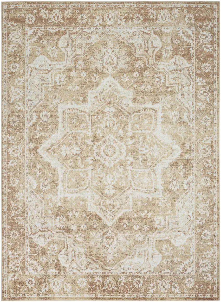 Brown Floral Distressed Area Rug Photo 7