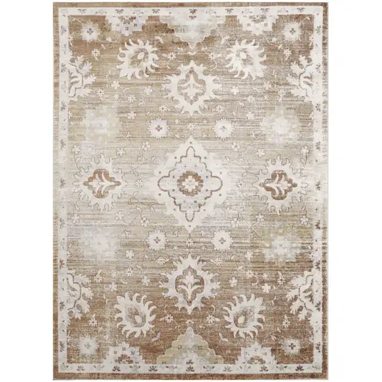 Brown Floral Distressed Area Rug Photo 7
