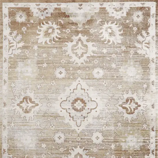 Brown Floral Distressed Area Rug Photo 9