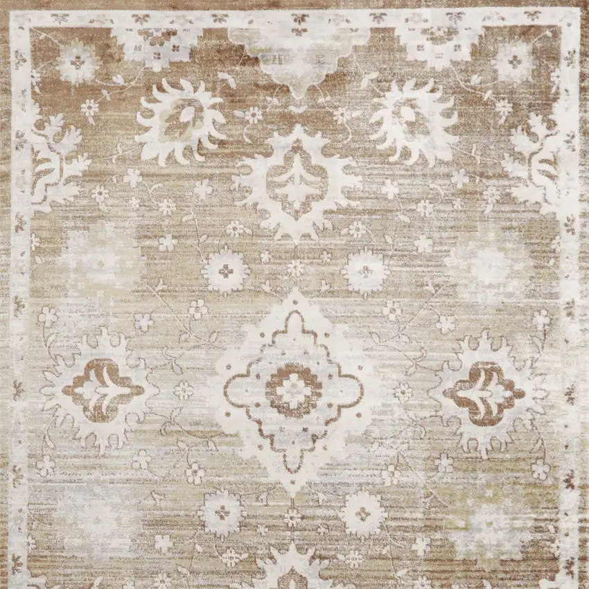Brown Floral Distressed Area Rug Photo 9