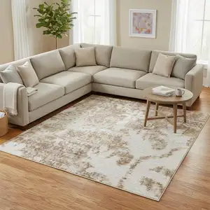 Photo of Brown Floral Distressed Area Rug