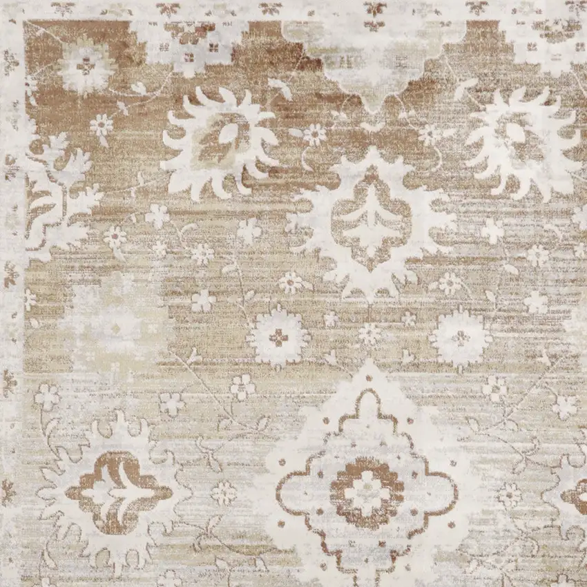Brown Floral Distressed Area Rug Photo 8