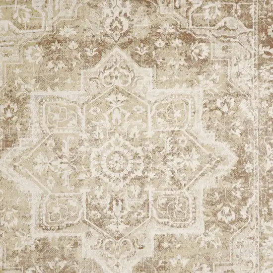 Brown Floral Distressed Area Rug Photo 8