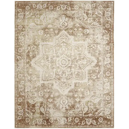 Brown Floral Distressed Area Rug Photo 7