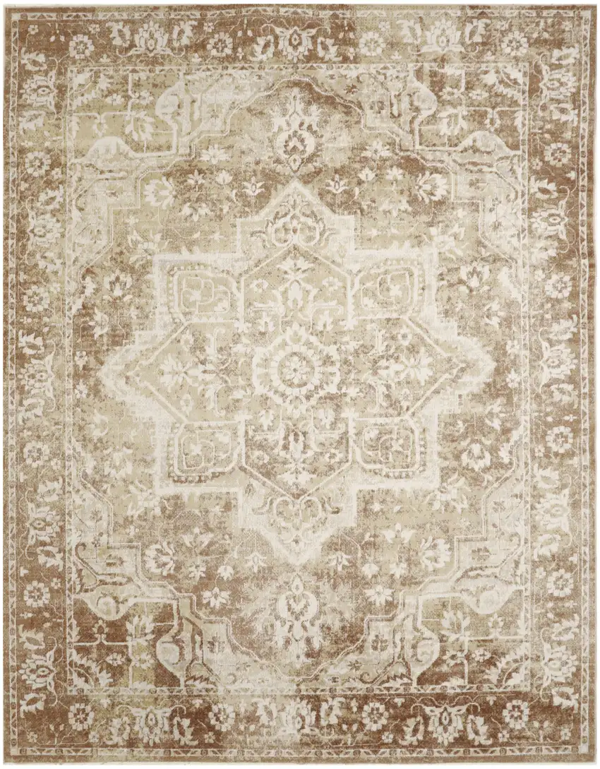 Brown Floral Distressed Area Rug Photo 7