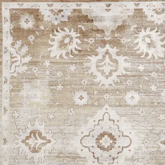 Brown Floral Distressed Area Rug Photo 8