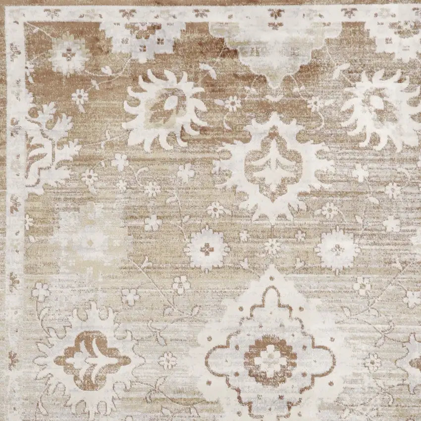 Brown Floral Distressed Area Rug Photo 8