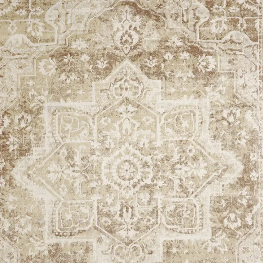Brown Floral Distressed Area Rug Photo 8