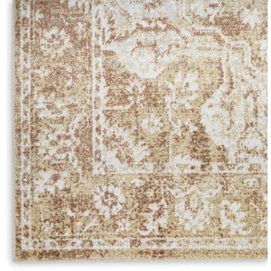 Brown Floral Distressed Area Rug Photo 9