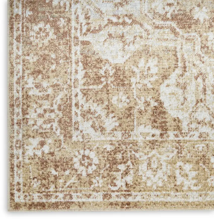 Brown Floral Distressed Area Rug Photo 9