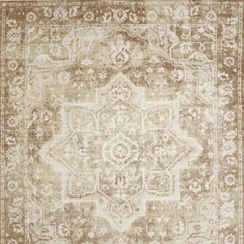Brown Floral Distressed Area Rug Photo 9
