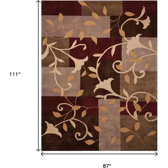 Brown Floral Handmade Area Rug Photo 3