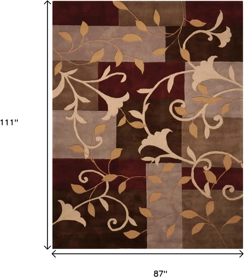 Brown Floral Handmade Area Rug Photo 3