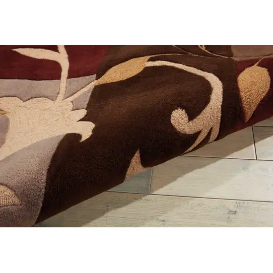 Brown Floral Handmade Area Rug Photo 7