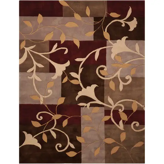 Brown Floral Handmade Area Rug Photo 2