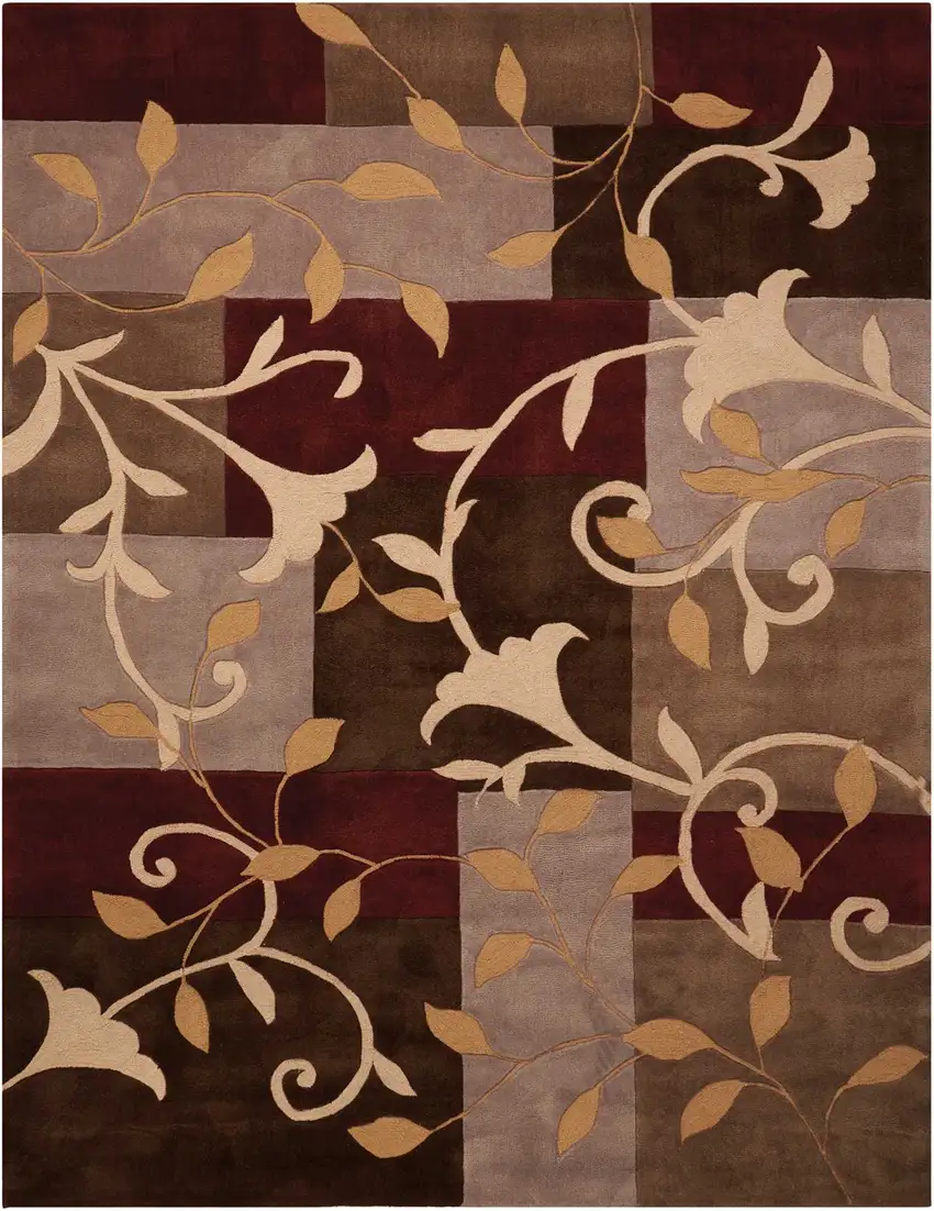 Brown Floral Handmade Area Rug Photo 2