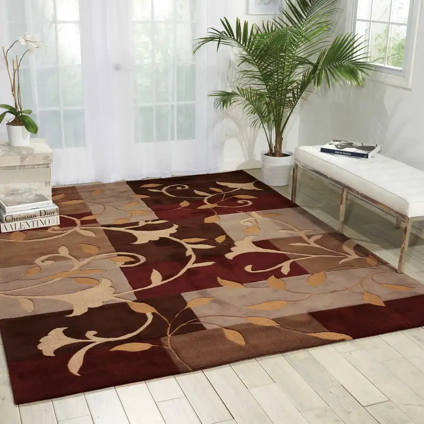 Brown Floral Handmade Area Rug Photo 5
