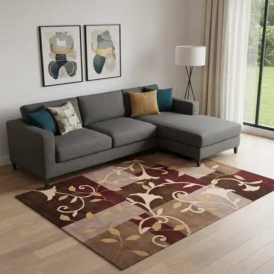 Brown Floral Handmade Area Rug Photo 1