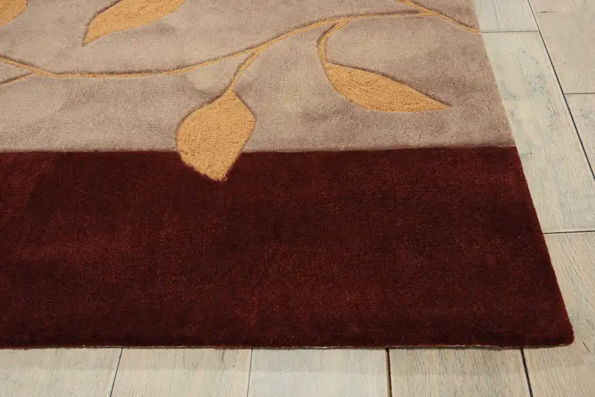 Brown Floral Handmade Area Rug Photo 9