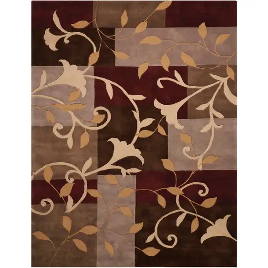 Brown Floral Handmade Area Rug Photo 8