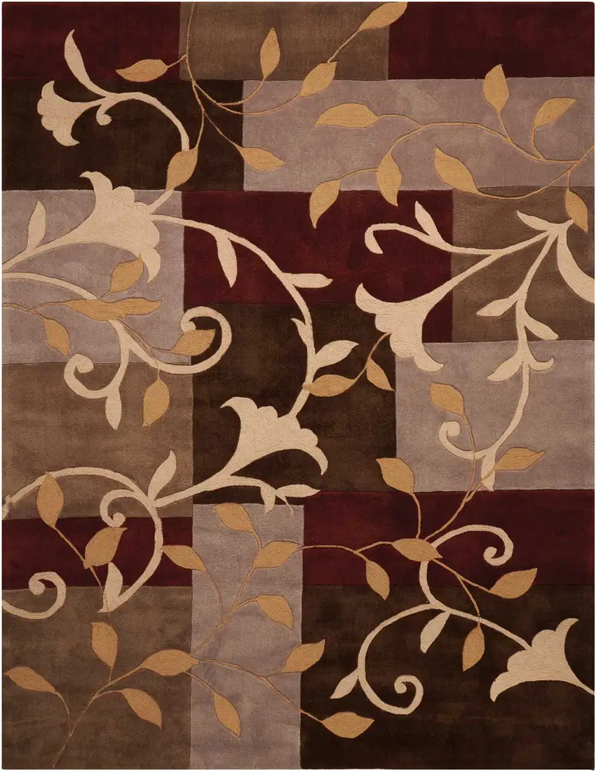 Brown Floral Handmade Area Rug Photo 8