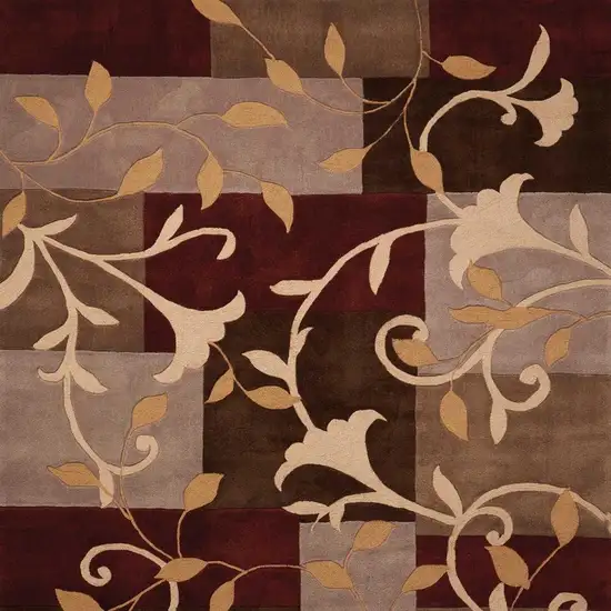 Brown Floral Handmade Area Rug Photo 4