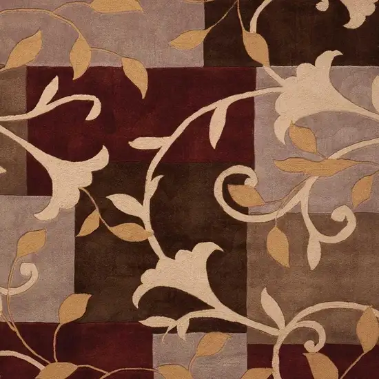 Brown Floral Handmade Area Rug Photo 3