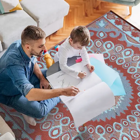 Brown Floral Indoor Outdoor Area Rug Photo 6