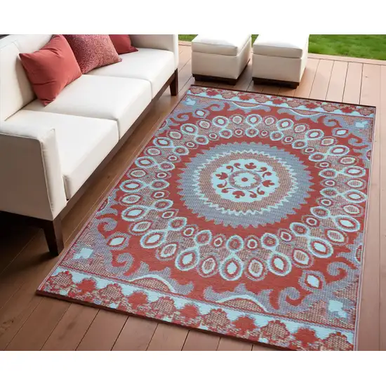 Brown Floral Indoor Outdoor Area Rug Photo 1