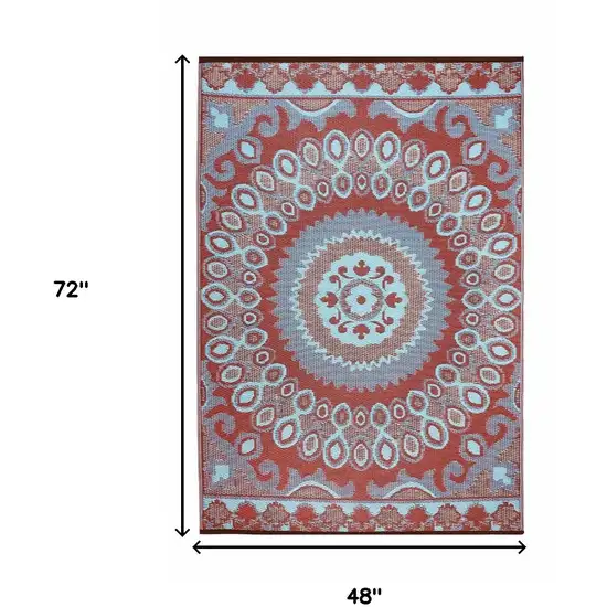 Brown Floral Indoor Outdoor Area Rug Photo 3