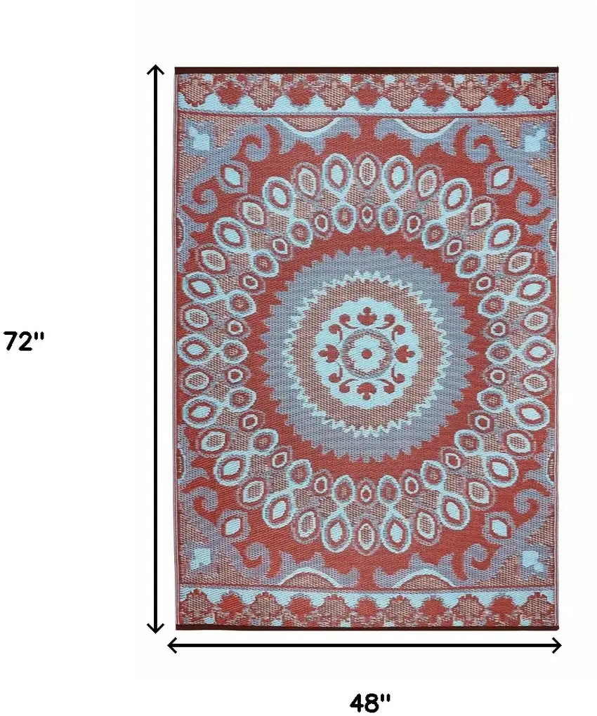 Brown Floral Indoor Outdoor Area Rug Photo 3