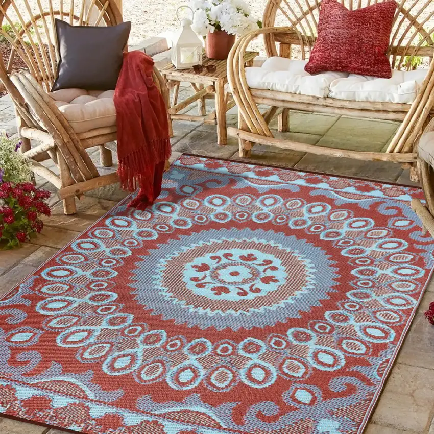 Brown Floral Indoor Outdoor Area Rug Photo 6