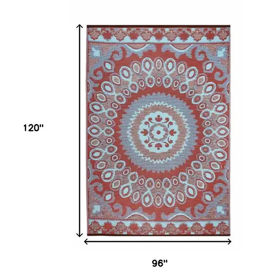 Brown Floral Indoor Outdoor Area Rug Photo 3