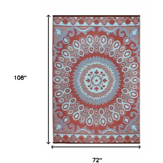 Brown Floral Machine Braided Distressed Area Rug With UV Protection Photo 3