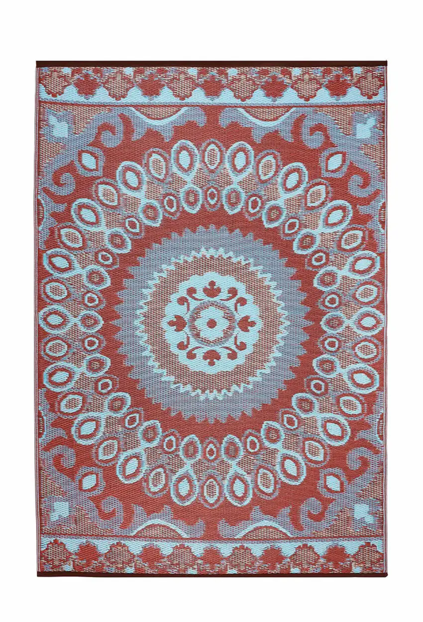 Brown Floral Machine Braided Distressed Area Rug With UV Protection Photo 2