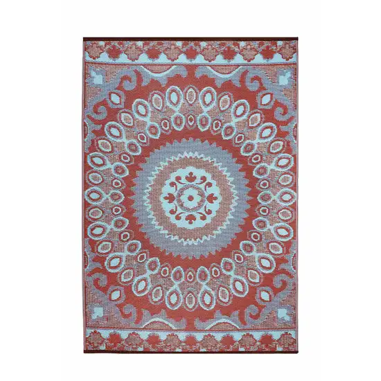 Brown Floral Machine Braided Distressed Area Rug With UV Protection Photo 2