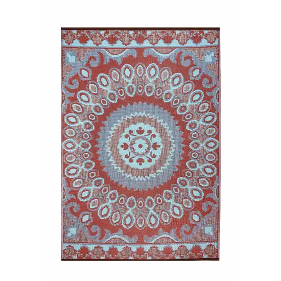 Brown Floral Machine Braided Distressed Area Rug With UV Protection Photo 4
