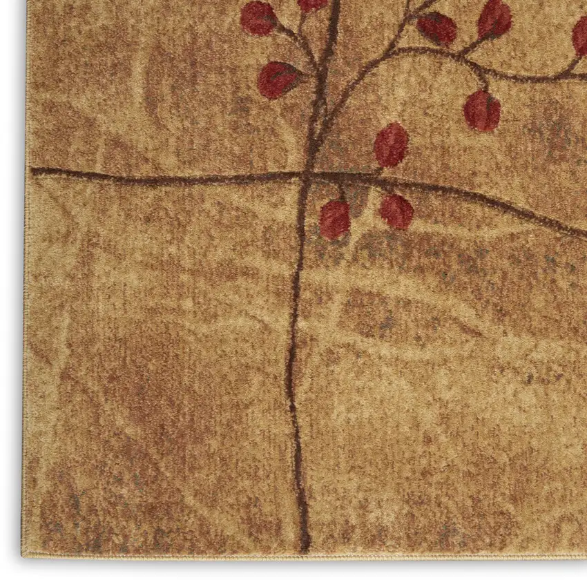 Brown Floral Power Loom Non Skid Area Rug Photo 8