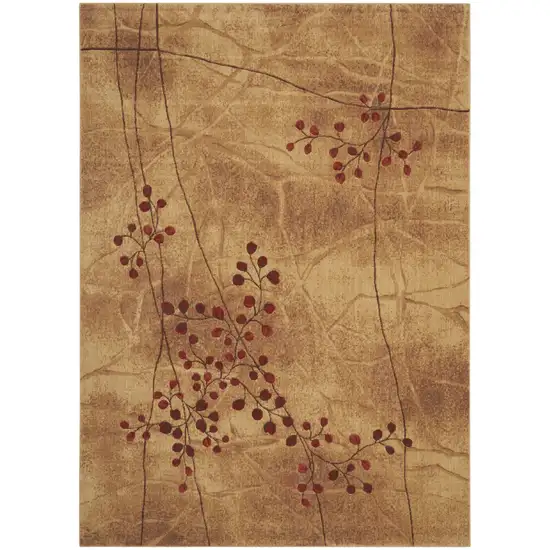 Brown Floral Power Loom Non Skid Area Rug Photo 8