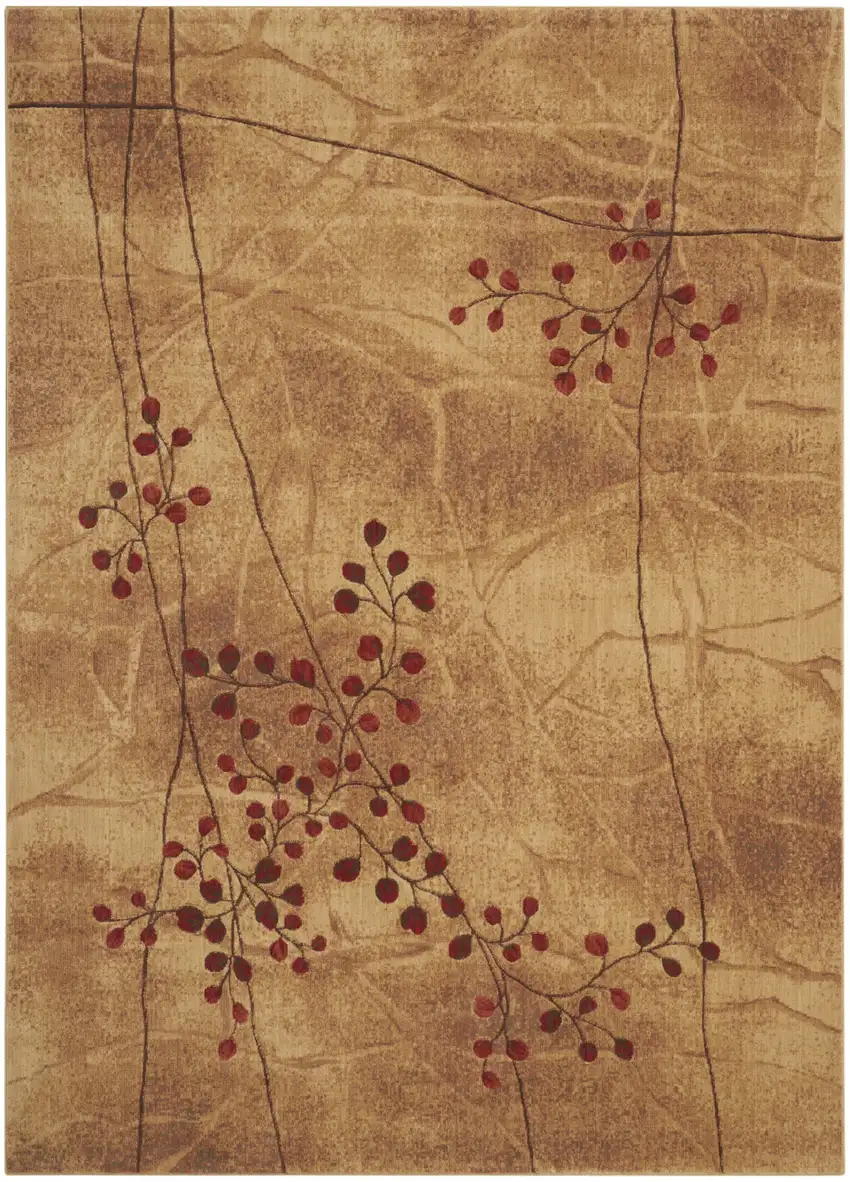 Brown Floral Power Loom Non Skid Area Rug Photo 8