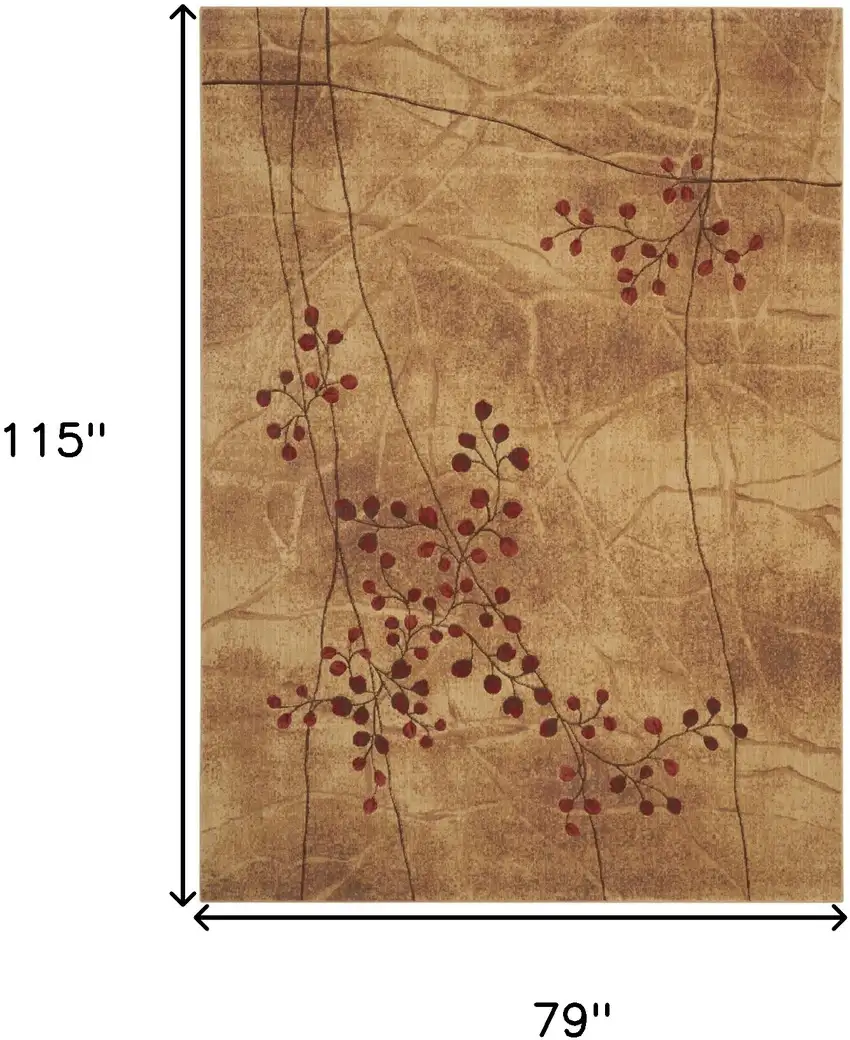 Brown Floral Power Loom Area Rug Photo 6