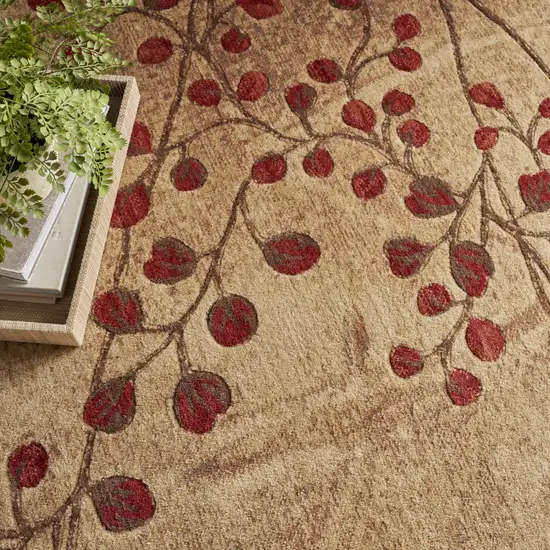 Brown Floral Power Loom Area Rug Photo 8