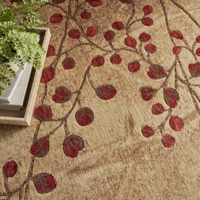 Brown Floral Power Loom Area Rug Photo 8
