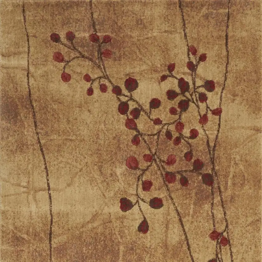 Brown Floral Power Loom Area Rug Photo 3