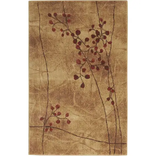 Brown Floral Power Loom Area Rug Photo 4