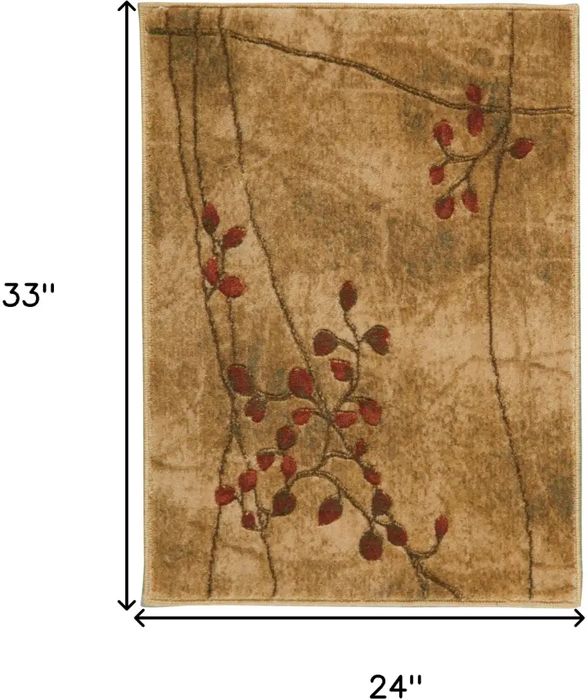 Brown Floral Power Loom Area Rug Photo 9
